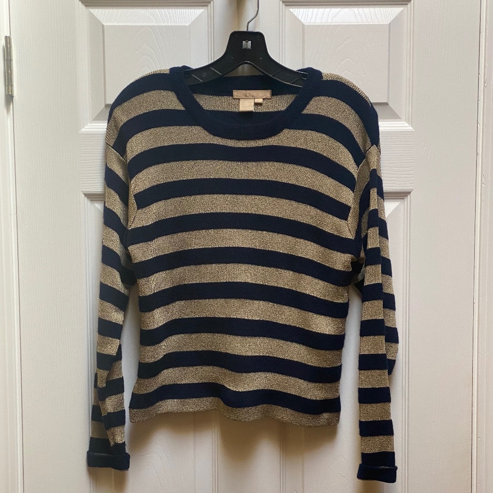 Blue and Gold Stripe Sweater.